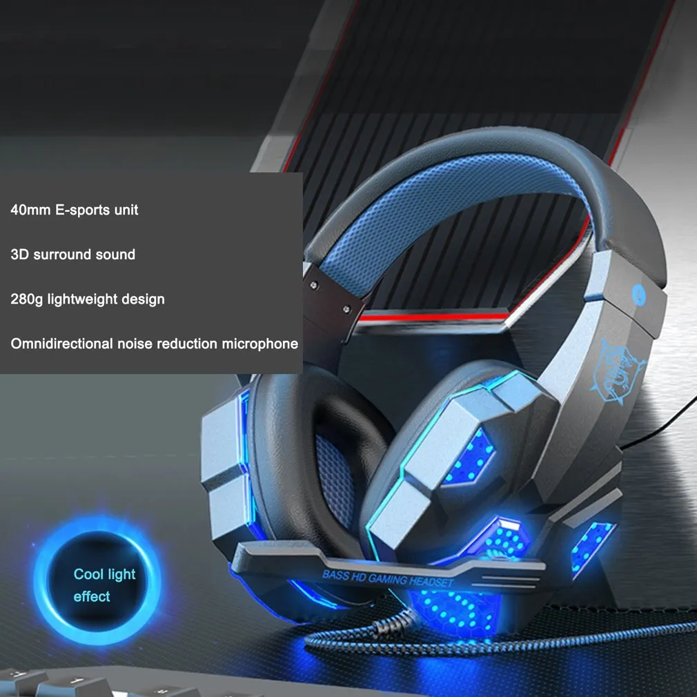 Gaming Headset With Noise-cancellation | Wire Luminous Computer Headphones.