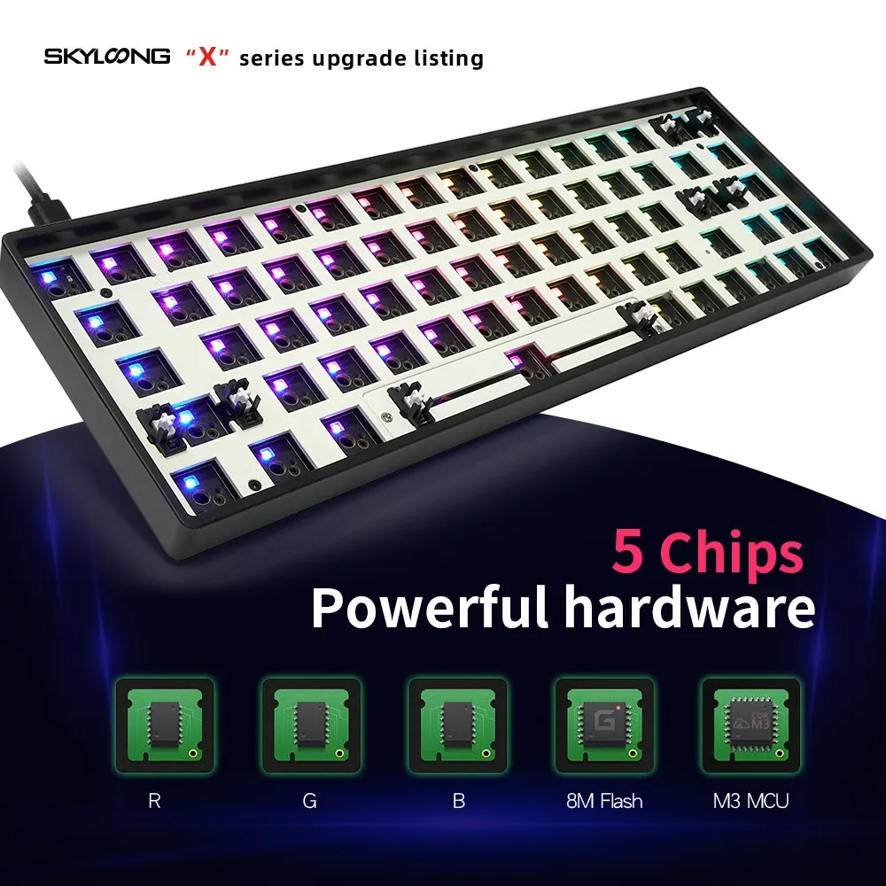 gk68xs hot swappable bluetooth dual mode Custom Mechanical Keyboard rgb type c