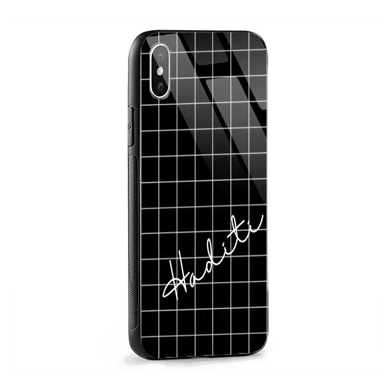 Glossy Protective Case With Black Checked Name