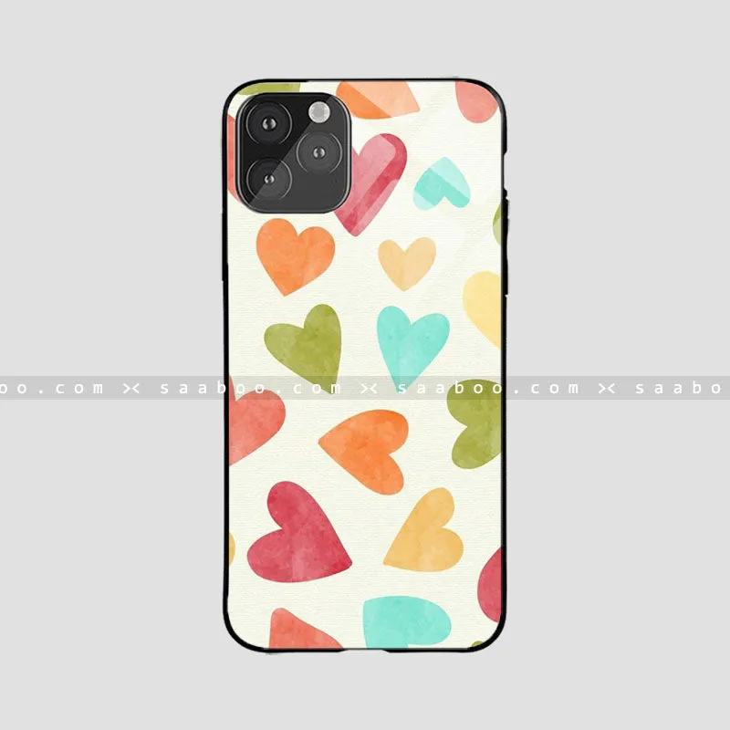 Glossy Protective Case With color Heart's