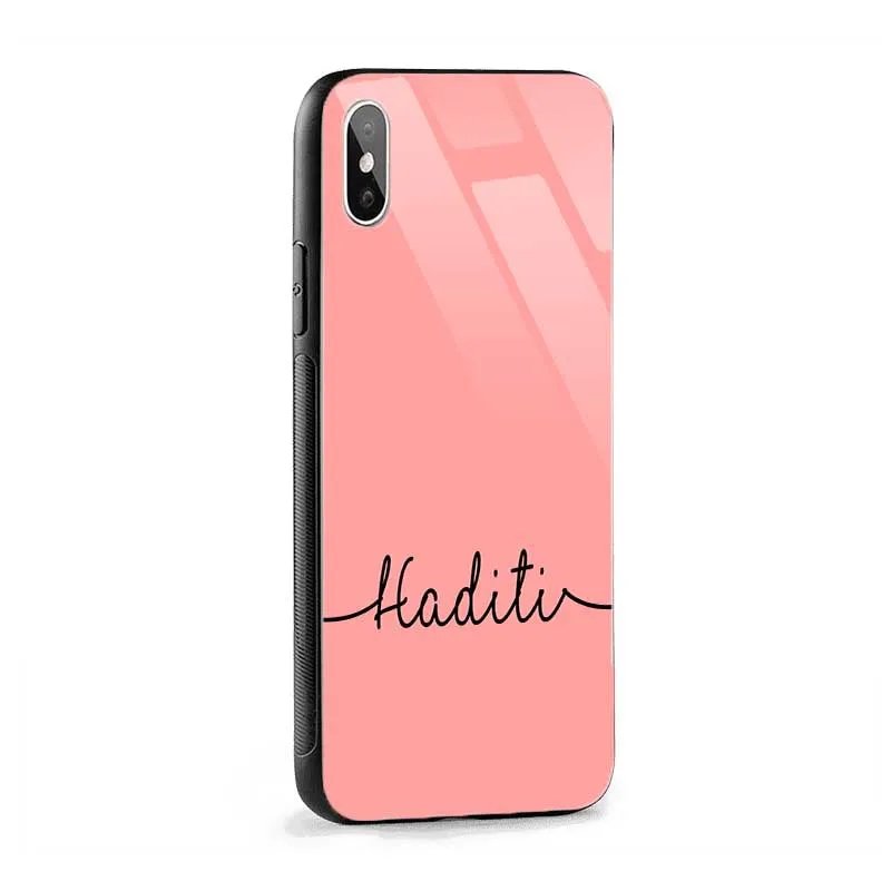 Glossy Protective Case With Plain Peach Name