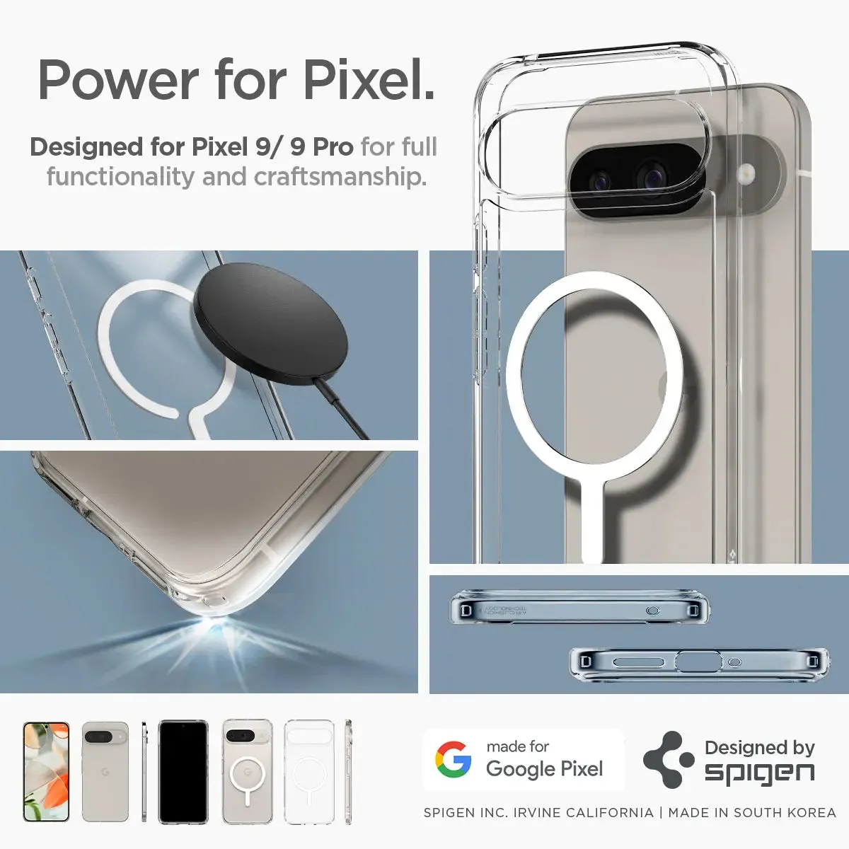 Google Pixel 9 Pro / Pixel 9 Case Ultra Hybrid OneTap Metal Ring