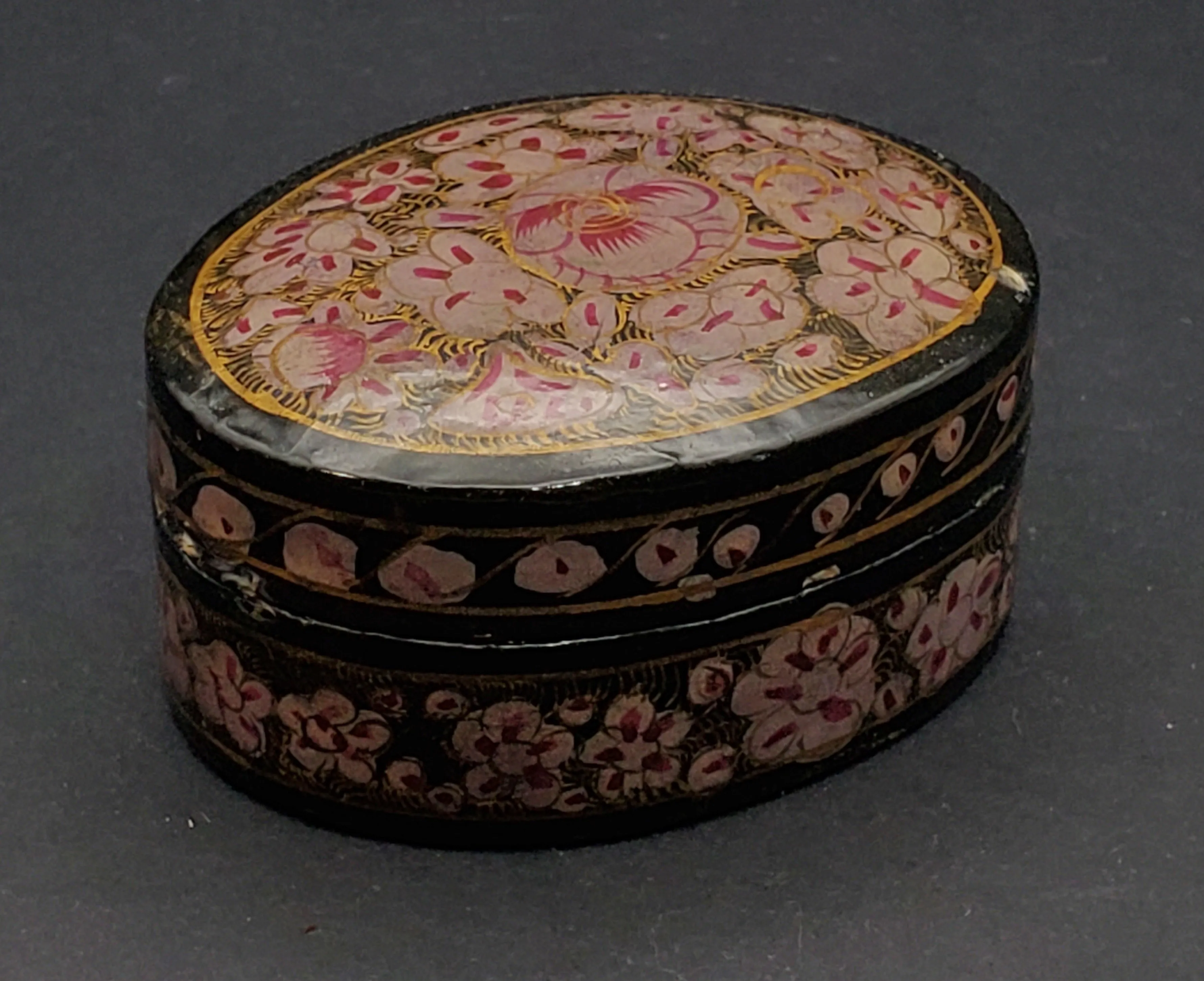 Hand Painted Oval Wooden Box