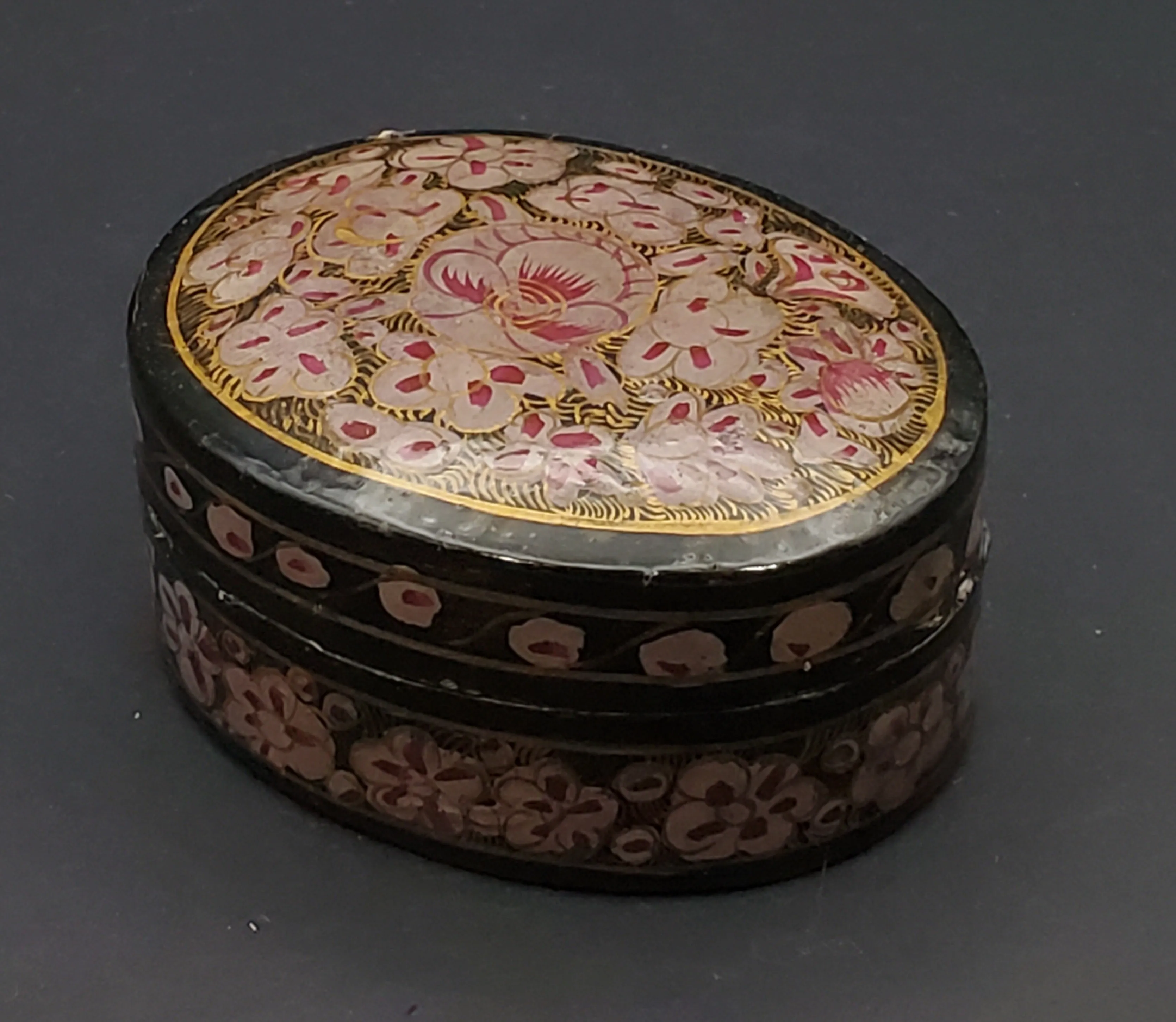 Hand Painted Oval Wooden Box