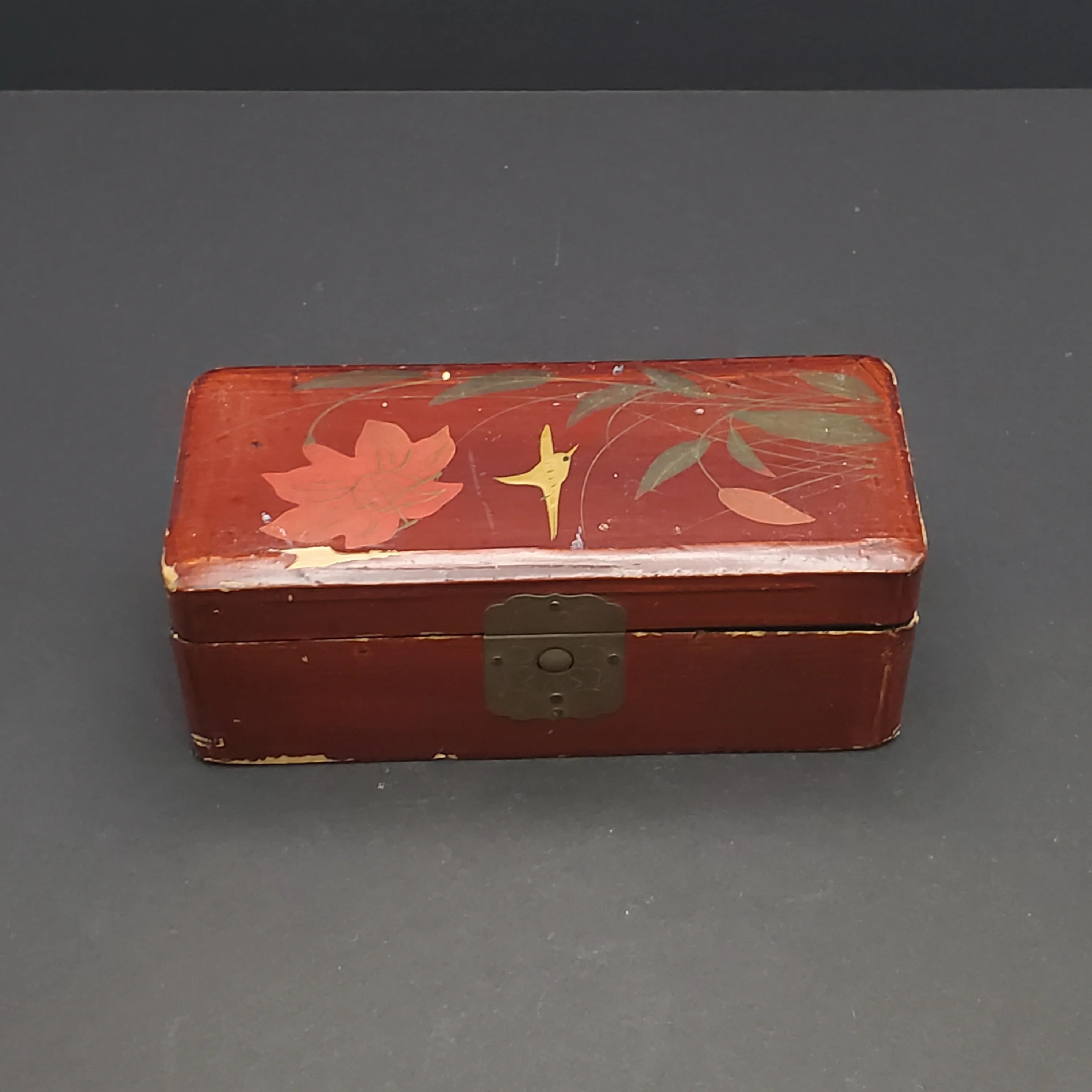 Hand Painted Rectangular Wooden Lacquered Box