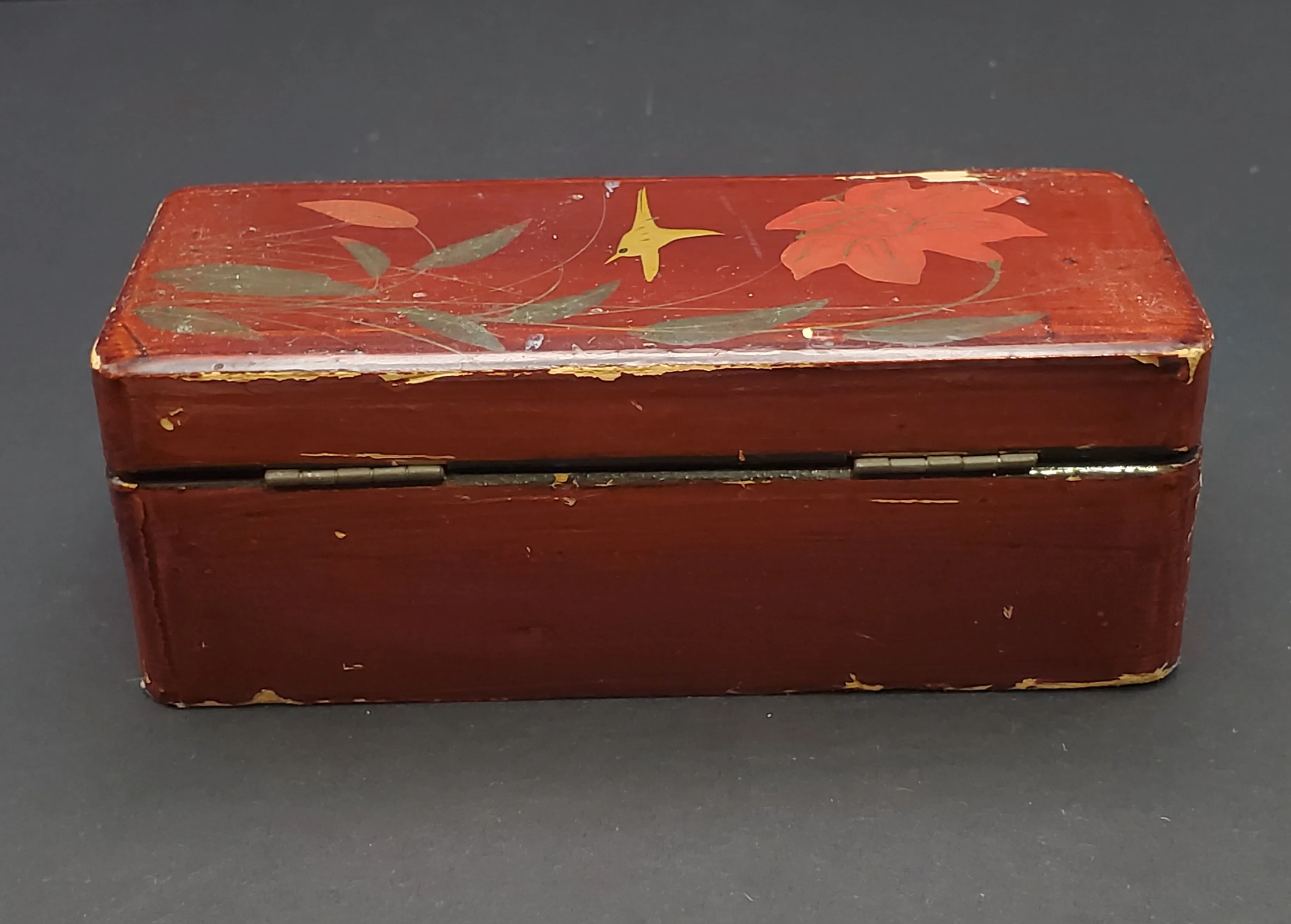 Hand Painted Rectangular Wooden Lacquered Box