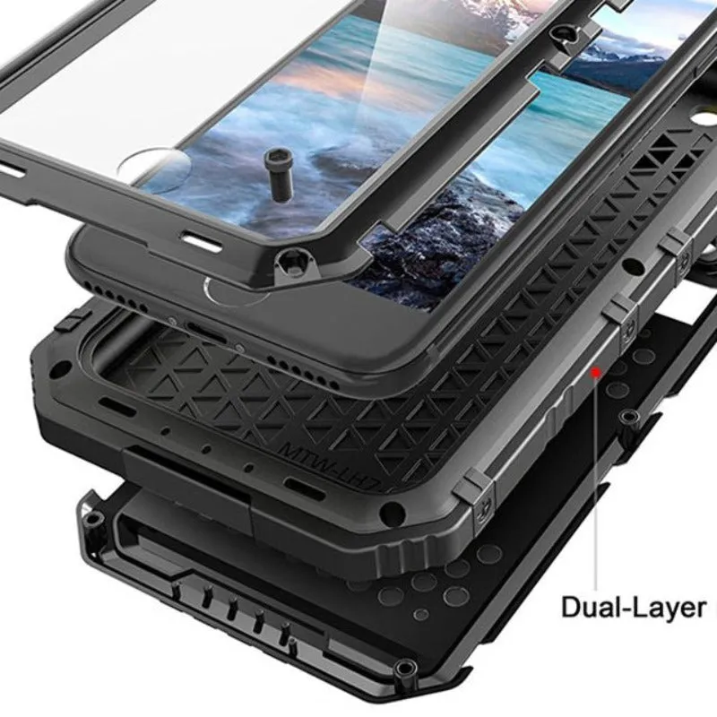 Heavy Duty Anti Shock IP68 Metal Diving Waterproof Phone Case For iPhone