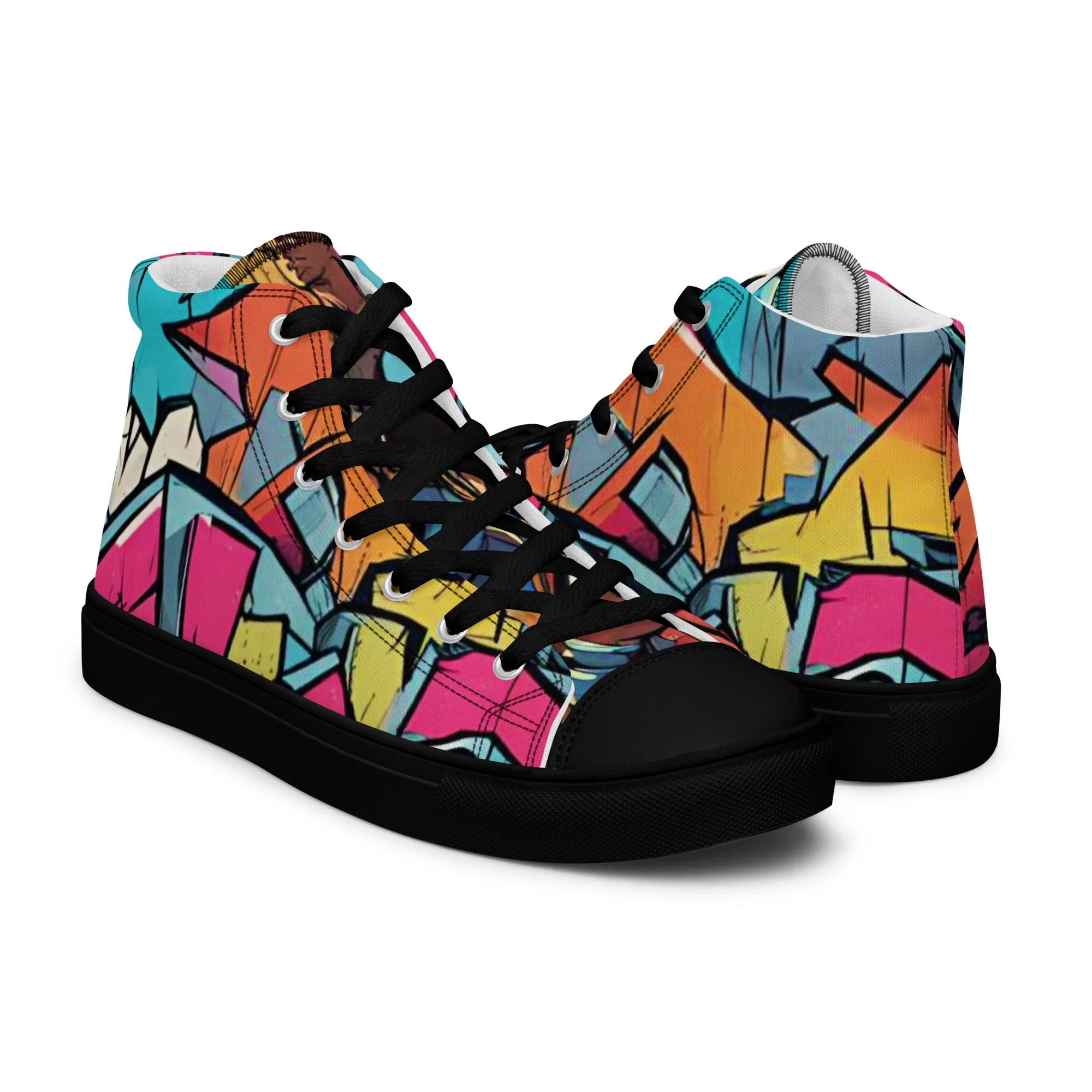 HOODBOT AI Graff Ones Men’s High-Top Canvas Shoes