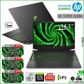 Hp Pavilion Gaming 16-A00035 Core i5-10300h Gtx 1650 Ti 16.1" Fhd Ips Gaming Laptop Offers (New OB)