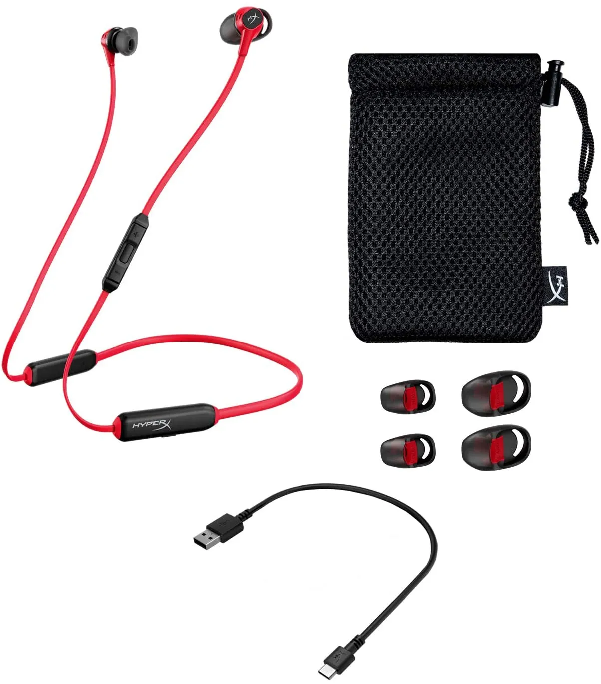 HyperX Earbuds Cloud Buds – Bluetooth Wireless Headphones, Qualcomm aptX HD, 10 Hour Battery Life, 14mm Drivers, Comfortable Silicone Ear Tips, 3 Ear Tip Sizes Included, Mesh Travel Pouch