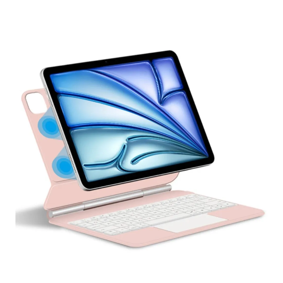 iPad Air 13" (2024) Leather Case Smart Cover Magnetic Bluetooth Keyboard (QWERTY) - Pink