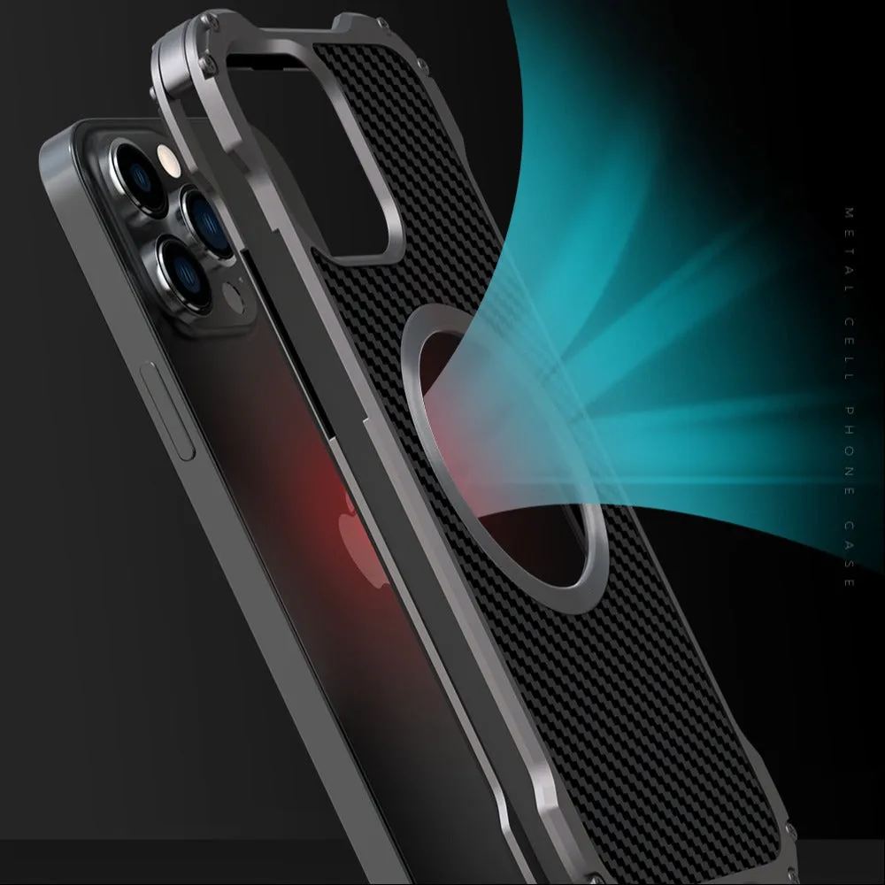 iPhone 13 Series R-Just Aluminium Carbon Fiber Case