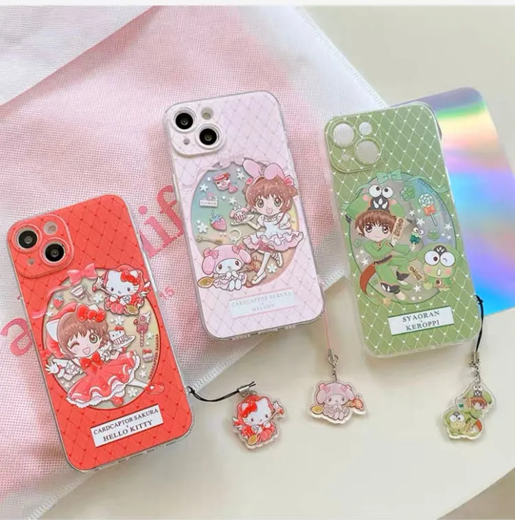 Japanese Cartoon CardCaptorSakura Cafe Maid Laser Version with KT MM KP iPhone Case 6 7 8 PLUS SE2 XS XR X 11 12 13 14 15 Pro Promax 12mini 13mini