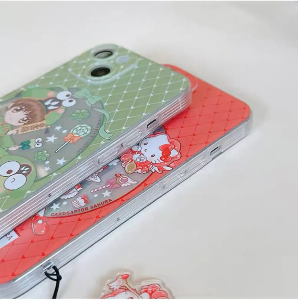 Japanese Cartoon CardCaptorSakura Cafe Maid Laser Version with KT MM KP iPhone Case 6 7 8 PLUS SE2 XS XR X 11 12 13 14 15 Pro Promax 12mini 13mini