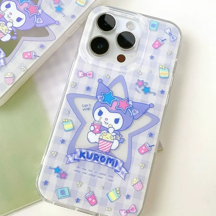 Japanese Cartoon Kuromi with Star Purple Clean Matt iPhone Case 12 13 14 15 Pro Promax