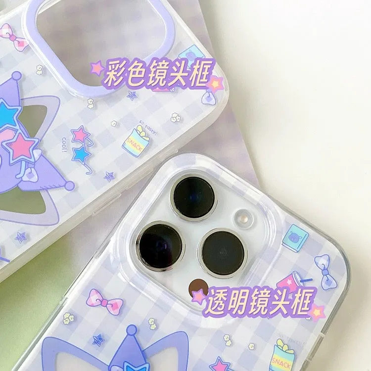 Japanese Cartoon Kuromi with Star Purple Clean Matt iPhone Case 12 13 14 15 Pro Promax