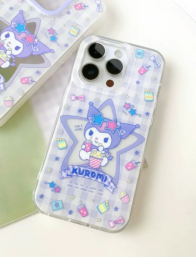 Japanese Cartoon Kuromi with Star Purple Clean Matt iPhone Case 12 13 14 15 Pro Promax