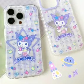 Japanese Cartoon Kuromi with Star Purple Clean Matt iPhone Case 12 13 14 15 Pro Promax