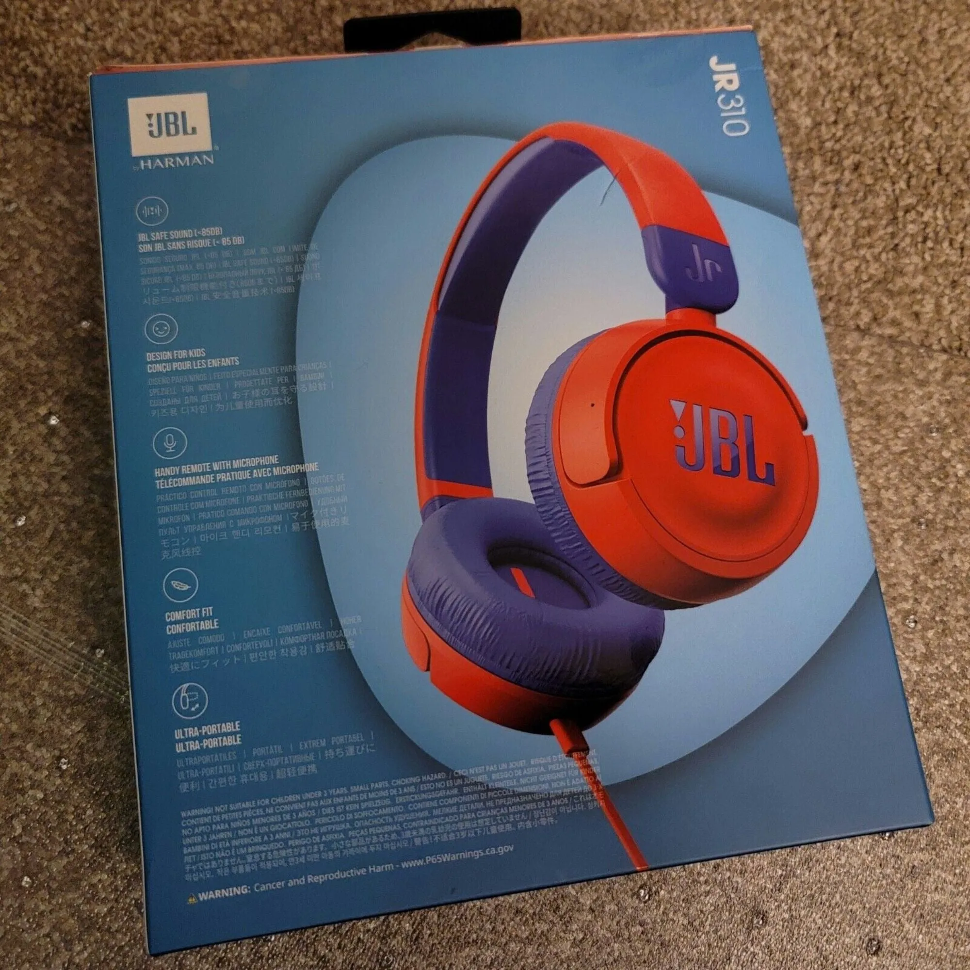 JBL JR 310 - Kids On-Ear Headphones (Red/Blue), Small