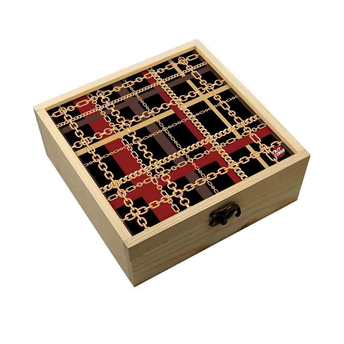 Jewellery Box Wooden Jewelry Organizer -  Golden Chain