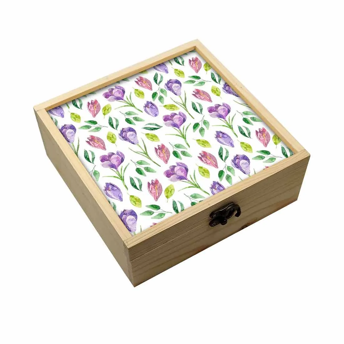 Jewellery Box Wooden Jewelry Organizer -  Purple Flower