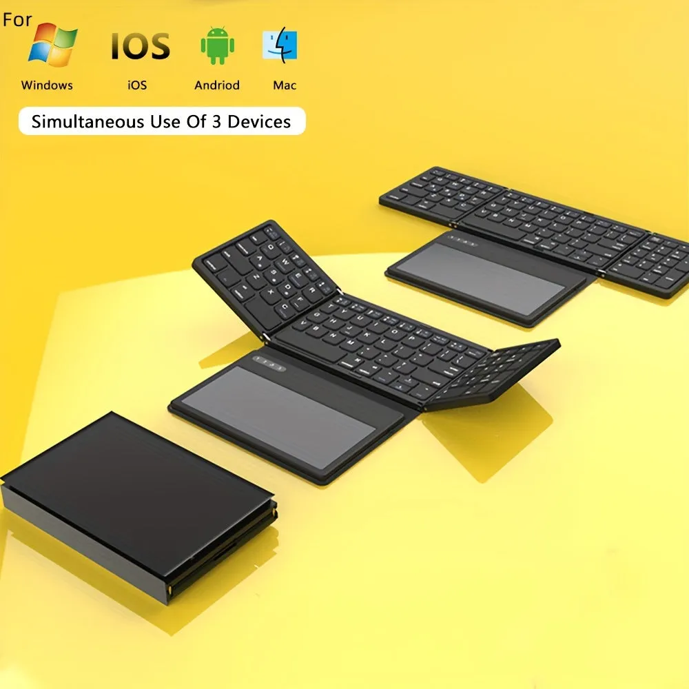 Jomaa Full Size Wireless Keyboard With Touchpad Folding Keyboard For Phone Tablet Wireless Rechargeable Keyboard Numberic