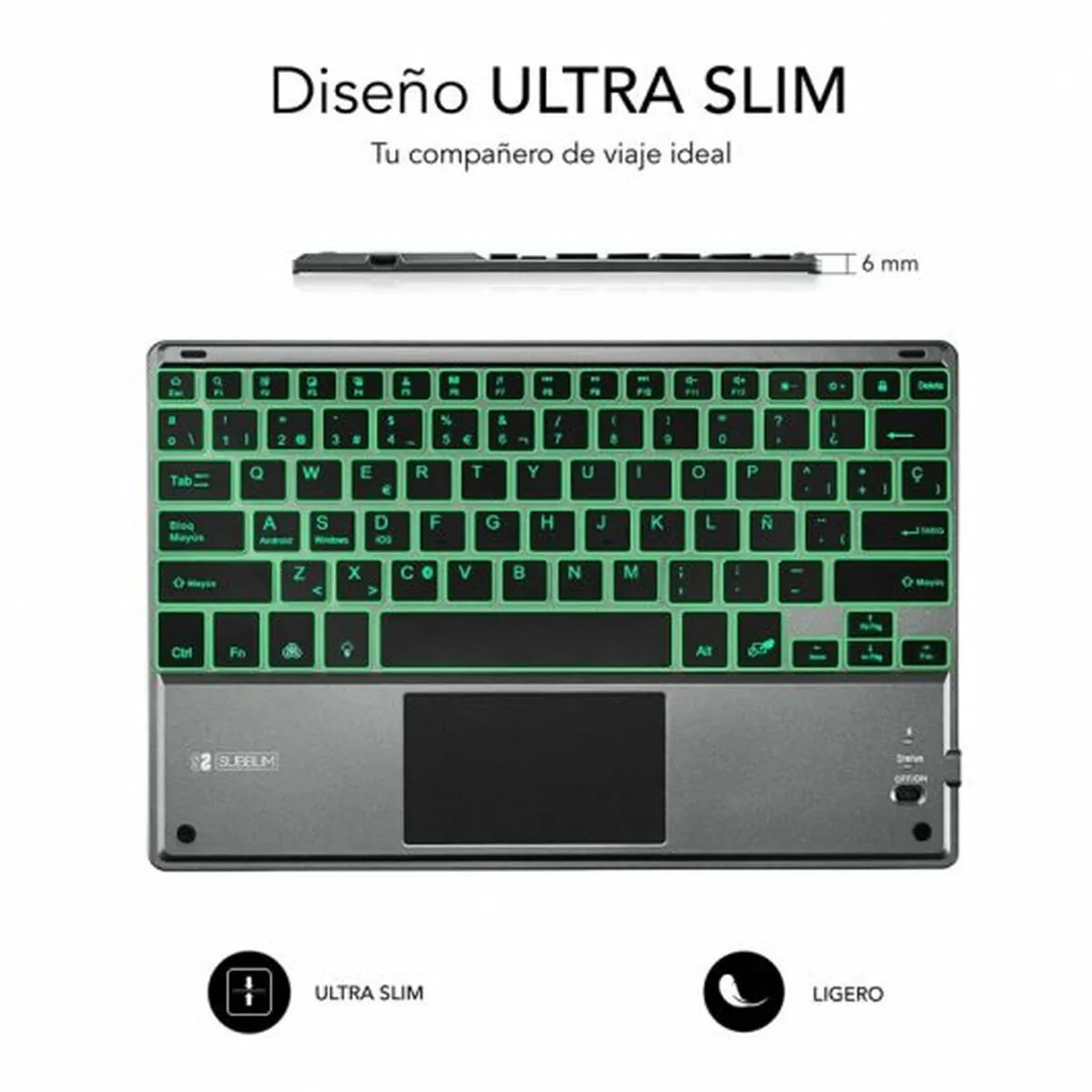 Keyboard with Touchpad Subblim SUB-KBT-SMBT51 Grey Multicolour Spanish Qwerty QWERTY