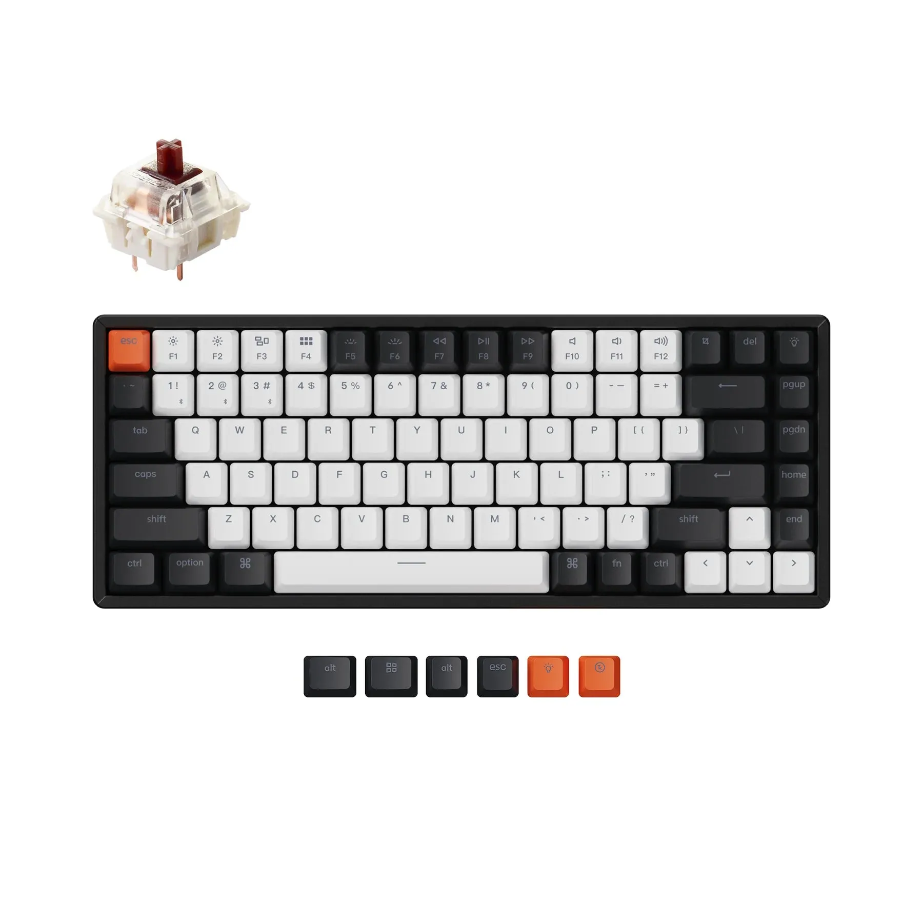 Keychron K2 84 Keys Bluetooth Wireless / Wired Compact Tenkeyles Mechanical Keyboard with Hot-Swappable Switches and RGB Backlight for Mac and Windows PC Computer (Red Linear, Brown Tactile) K2C1H K2C3H