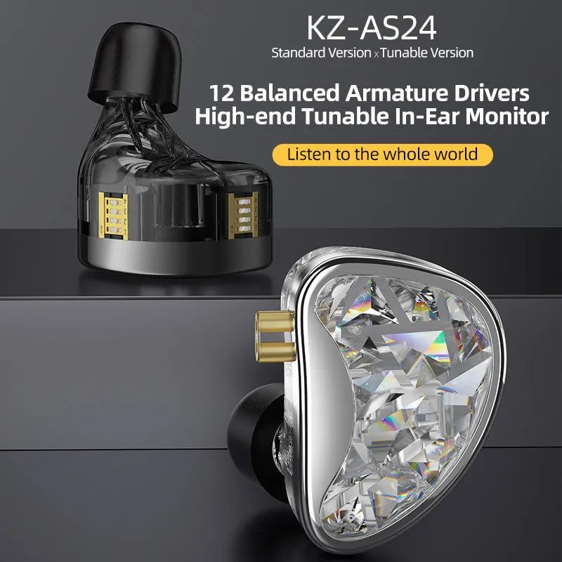 【KZ AS24】HIFI 24BA Units High-end Adjustable Tune Balanced Armature Headphone