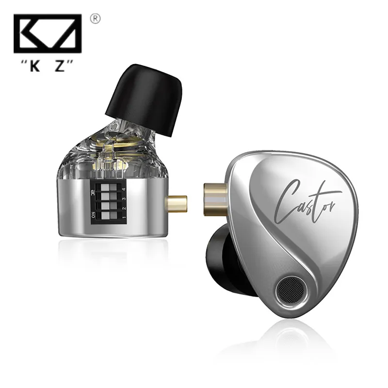 【KZ Castor】 Best Sound Quality Earphones Headphones 2 DD In Ear High-end Tunable Balanced Armature Wired Earphones Monitor Cancelling Earbuds IEM