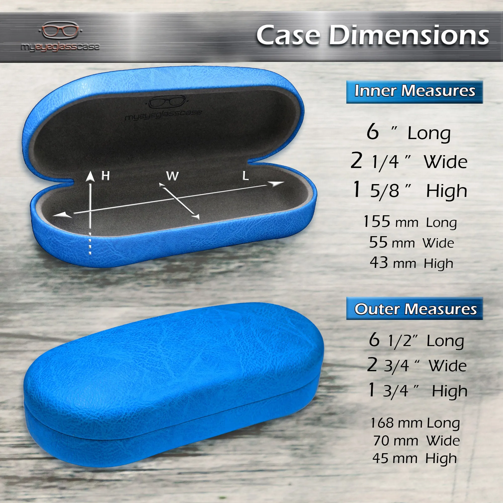 Large Sunglasses case - Hard Medium to Large Glasses Case w/ Pouch and cloth  (AS87 Blue)