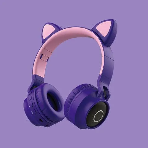 LED Light Cat Ear Headphones Wireless Bluetooth 5.0 Headset