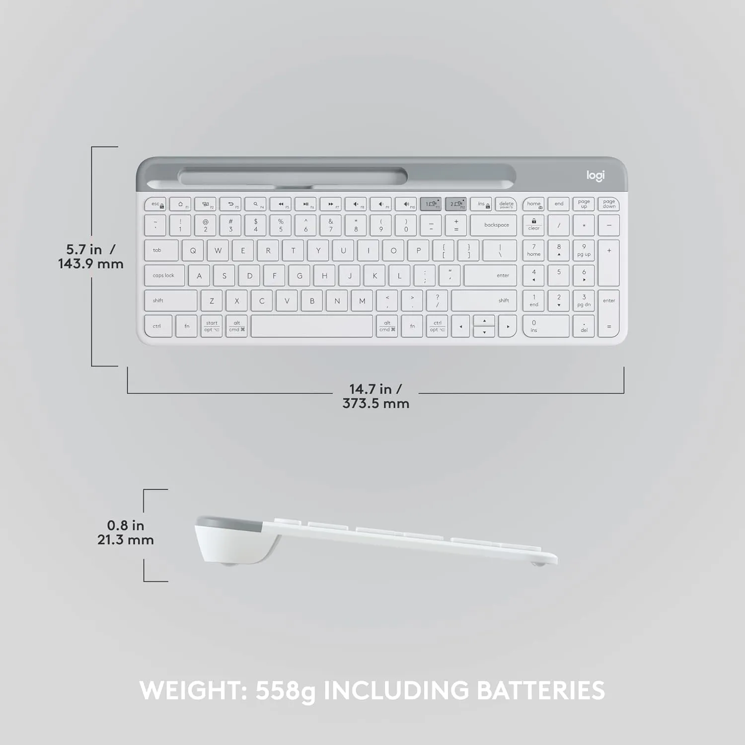 Logitech K580 Slim Multi-Device Wireless Keyboard (English Version) - Pearl White 珍珠白色 920-009211 原裝行貨