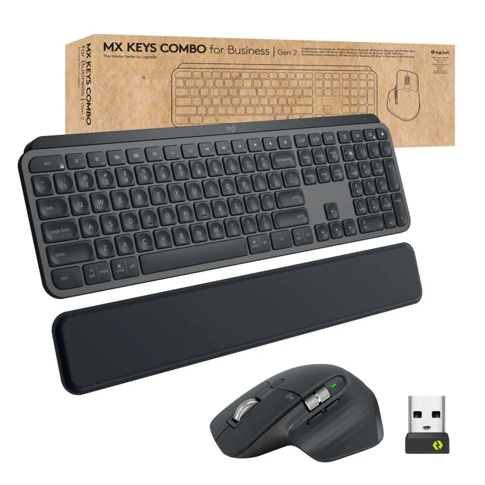 Logitech Mx Keys Combo For Business - Keyboard And Mouse Set - Backlit - Wireless - Bluetooth Le - Qwerty - Us Internati