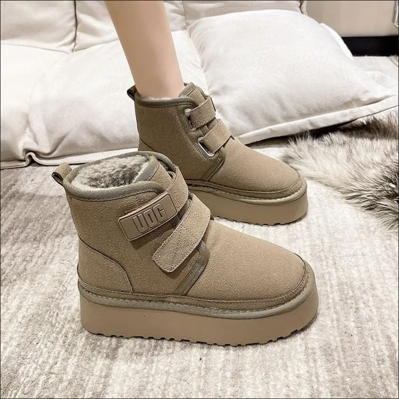 Luxurafur Faux Suede Snow Boots for Women