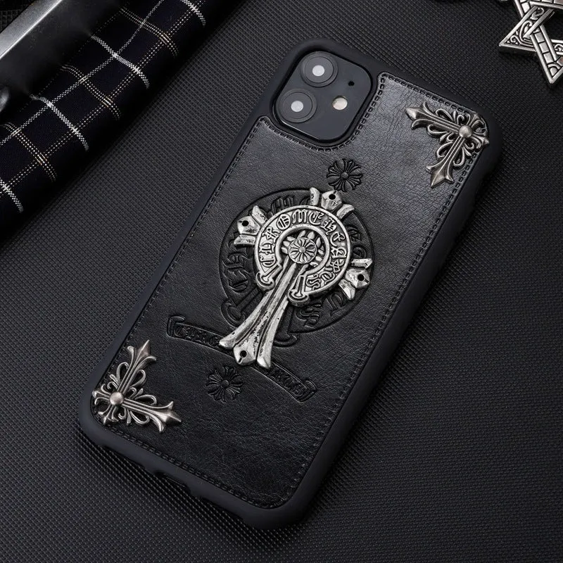 Luxury Leather Chrome Hearts Phone Case For iPhone