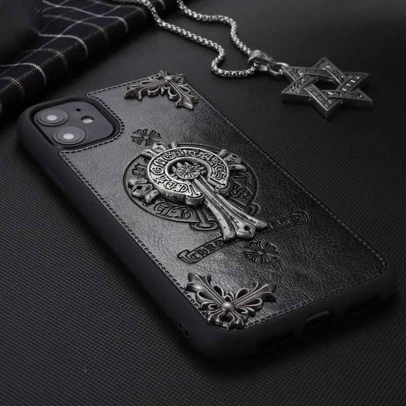 Luxury Leather Chrome Hearts Phone Case For iPhone