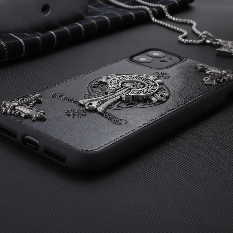 Luxury Leather Chrome Hearts Phone Case For iPhone