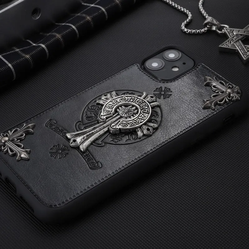 Luxury Leather Chrome Hearts Phone Case For iPhone