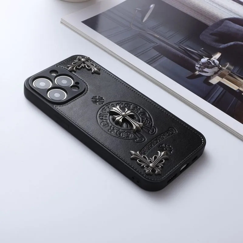 Luxury Leather Chrome Hearts Phone Case For iPhone