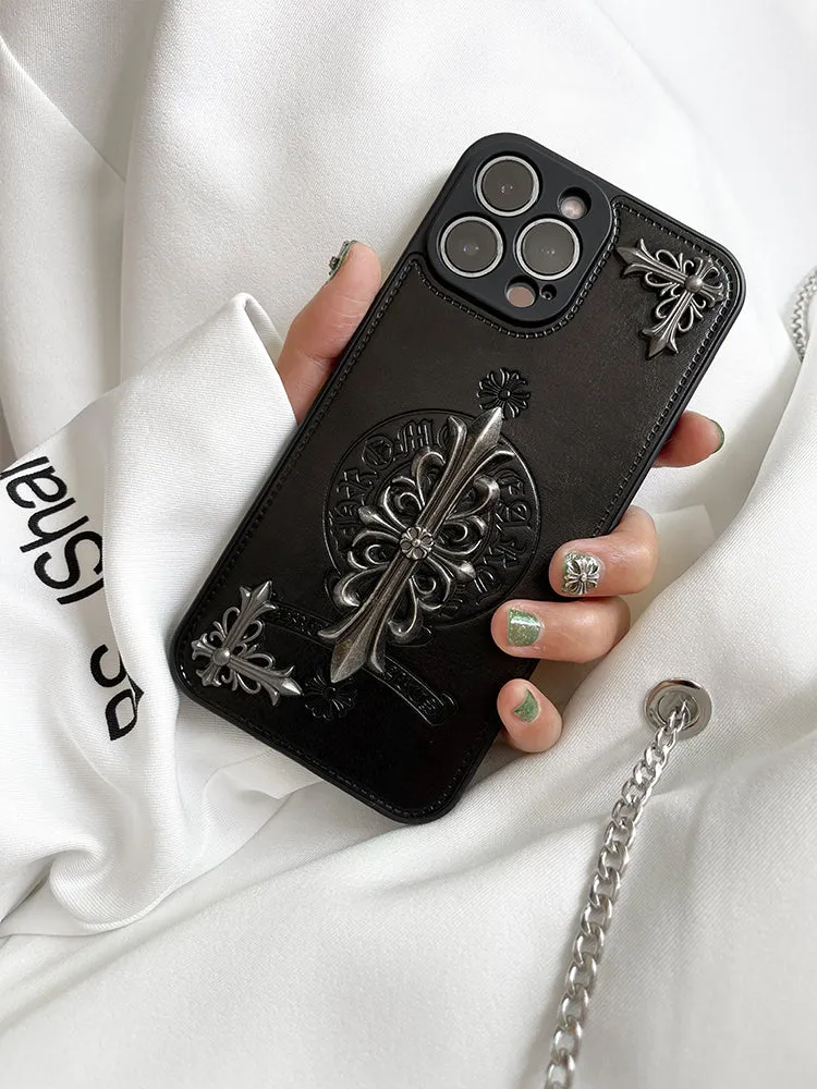 Luxury Leather Chrome Hearts Phone Case For iPhone