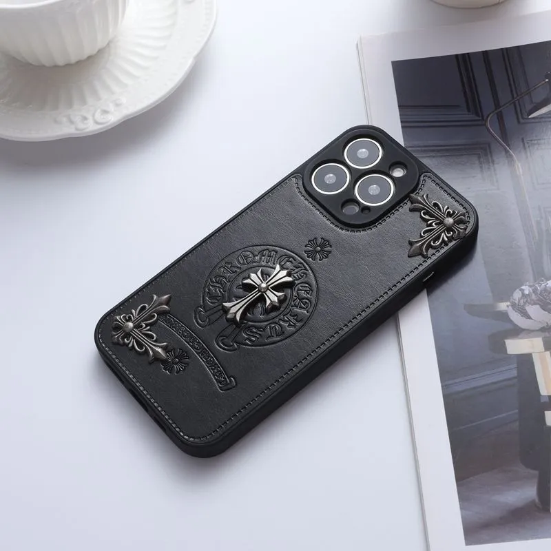 Luxury Leather Chrome Hearts Phone Case For iPhone