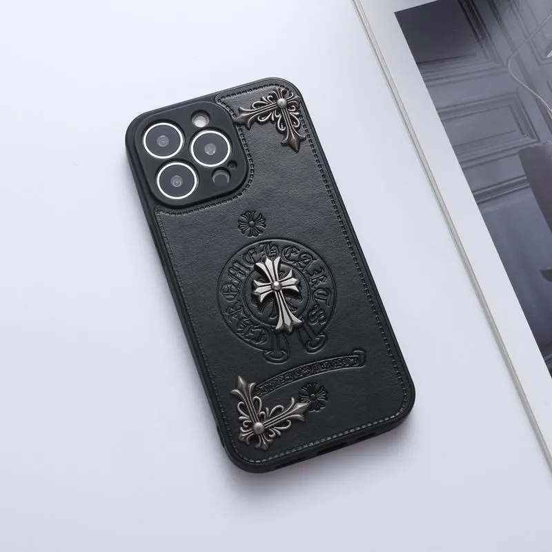 Luxury Leather Chrome Hearts Phone Case For iPhone