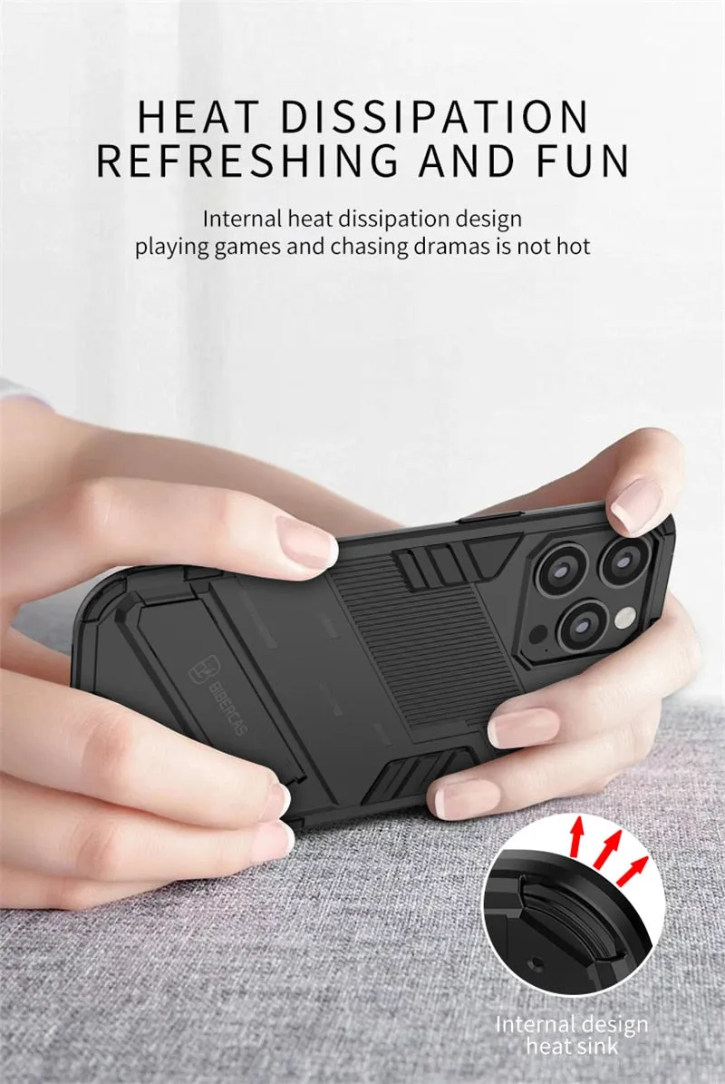 Magnetic Armor Shockproo Phone Case With Kickstand For IPhone