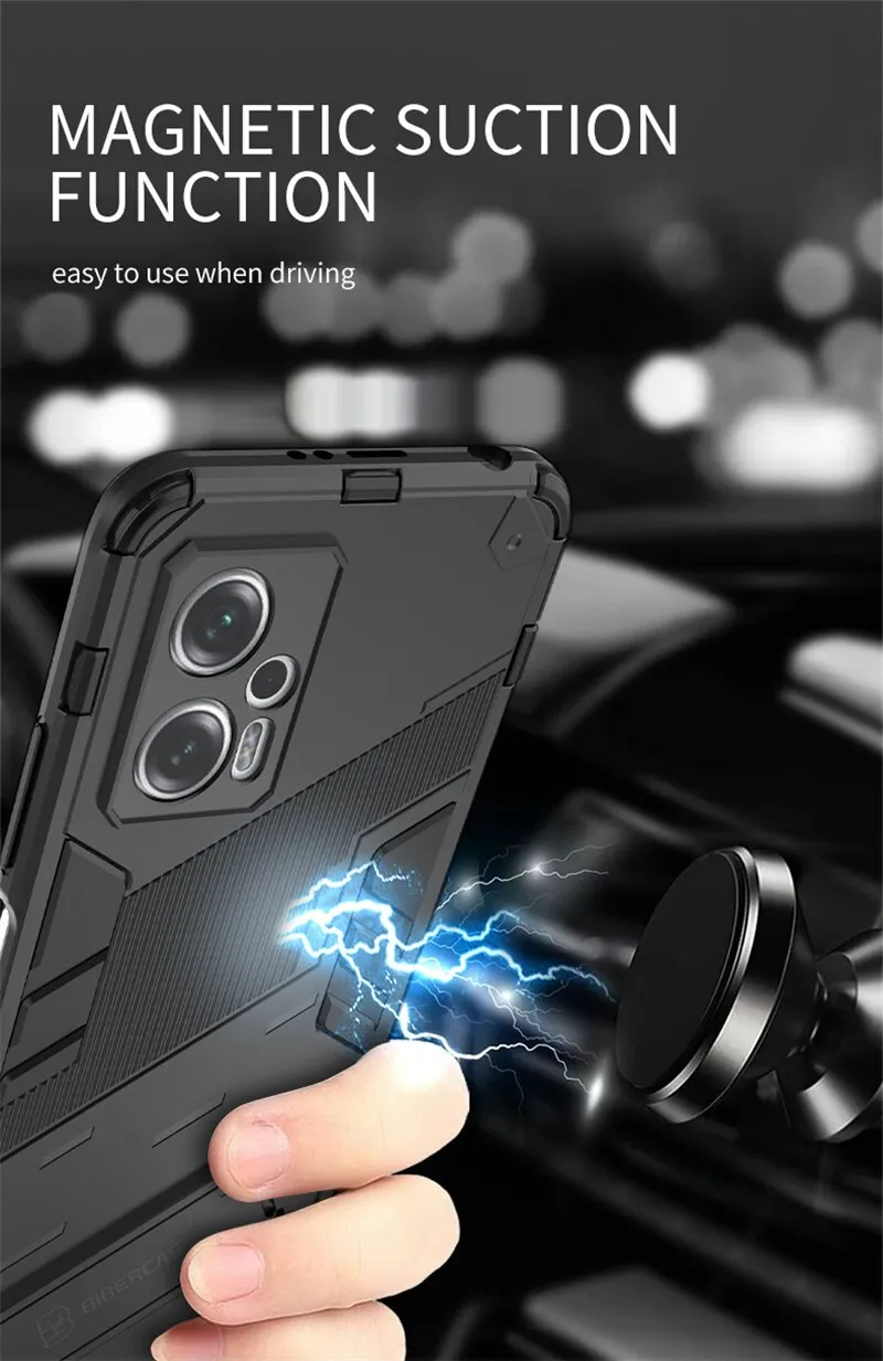 Magnetic Armor Shockproo Phone Case With Kickstand For IPhone