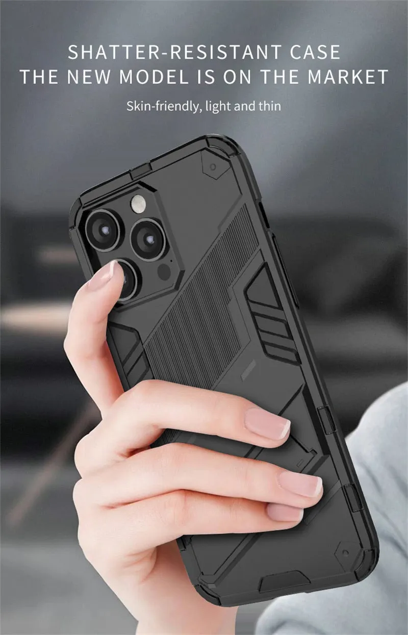 Magnetic Armor Shockproo Phone Case With Kickstand For IPhone