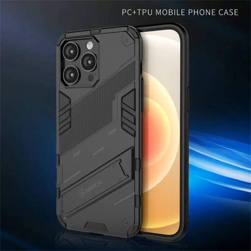 Magnetic Armor Shockproo Phone Case With Kickstand For IPhone