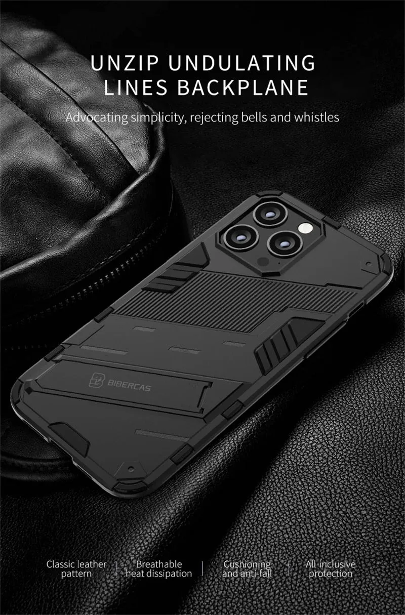 Magnetic Armor Shockproo Phone Case With Kickstand For IPhone