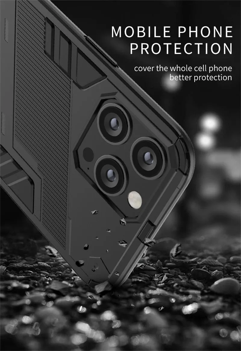 Magnetic Armor Shockproo Phone Case With Kickstand For IPhone