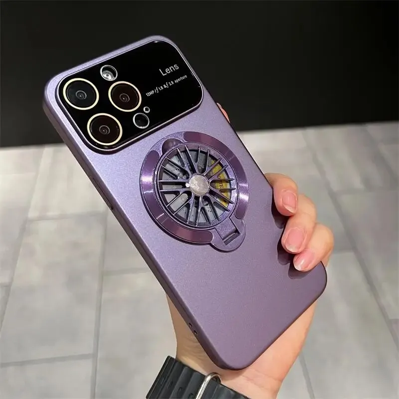 Magnetic Rotatable Gyroscope Stand With Gyro Frosted PC Phone Case For iPhone